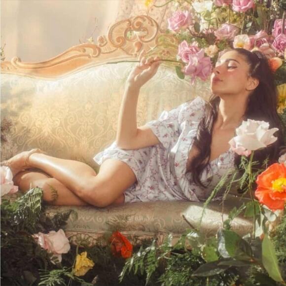 Hill House 100% Silk Nima Wrap Mini Dress Small Blue Floral Cabernet Trellis - Picture 2 of 13